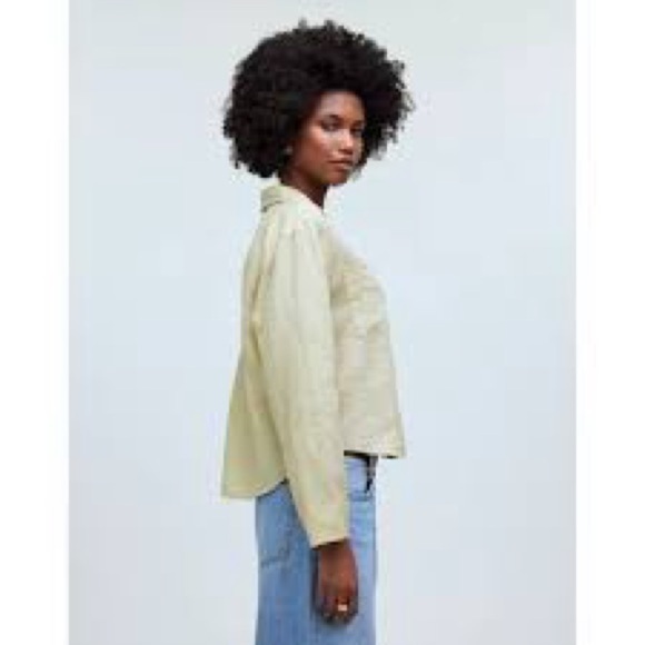 Madewell Resort Long Sleeve Shirt in Paqle Lichen 100% Ramie - Picture 2 of 12
